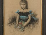portrait of a young girl in a blue dress