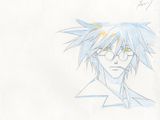 dessin d'anime représentant un garçon à lunettes aux cheveux bleus
