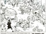 une page en noir et blanc d'une bande dessinée mettant en scène des personnages de BD