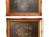 painting of a vase of flowers on a table and a painting of a vase of flowers on a table