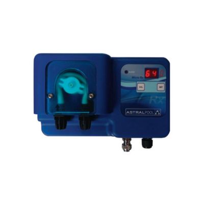 a close up of a blue device with a clock on it