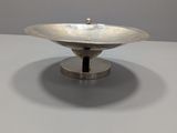 an image of a silver plate on a white surface