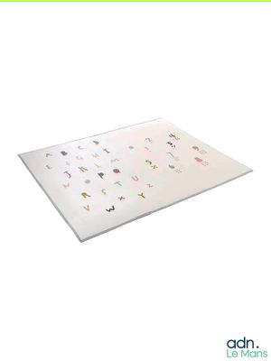 a picture of a white placemat with a picture of people on it