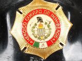 a close up of a badge on the back of a fire hydrant