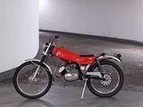 a motorcycle that is parked in a parking garage