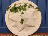 une assiette blanche d'où pousse une plante, posée sur un tapis