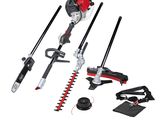 a group of tools that include a hedger, string trimmer, and other tools