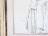 a drawing of a woman standing in front of a mirror