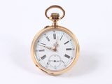 pocket watch with roman numerals on the dial and roman numerals on the face
