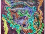 un dessin représentant un dragon dont le corps est parsemé de nombreuses couleurs