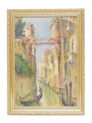 École du XXe siècle. Gondole à Venise. - Photo 1