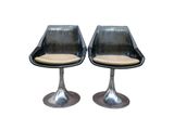 pair of chrome and leather tulip chairs by eero, 1960s