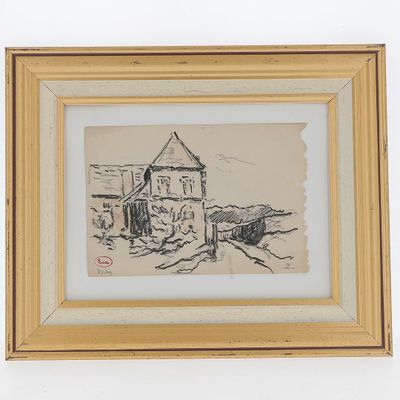 an image of a drawing of a house in a frame