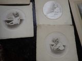 several old black and white photos of a baby in a bath tub