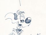 dessin représentant un personnage de bande dessinée avec une bulle au-dessus de la tête