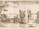 a drawing of a group of people on the beach
