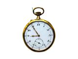 gros plan d'une montre de poche sur fond blanc