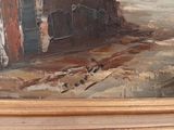 une photo d'un tableau représentant une maison sur la plage