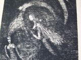 drawing of a woman with a bird on her shoulder
