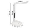 a white desk lamp with a white base and a white base