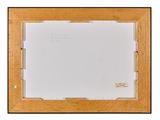 a wooden picture frame with a white background and a black border