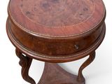 an image of a wooden table with a round top