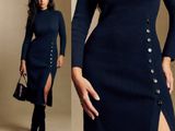 two photos of a woman in a black dress and a woman in a black dress
