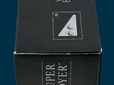 a black box with a white logo on it