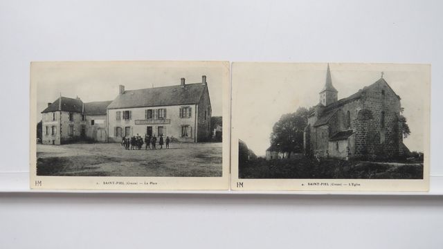 St-Fiel : Lot de 2cpa : La Place (HM 2), B.E. + L’Église (HM 4), ...