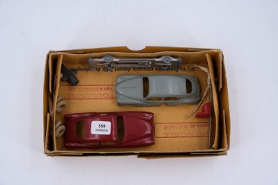 a box with a toy car and a toy car in it