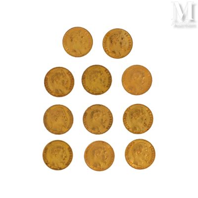 Lot de pièces or Lot de 11 pièces de 20 francs or dont Napol…
