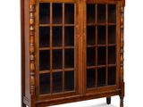 an image of a wooden cabinet with glass doors and drawers