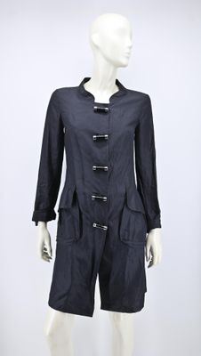 CÉLINE - Manteau en soie mélangée noire.