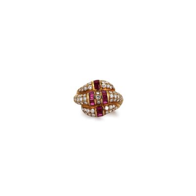 a diamond and ruby ring, by van cleef