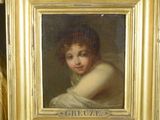 a picture of a painting of a young girl in a gold frame
