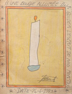 an image of a drawing of a lit candle on a piece of paper