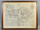 une vieille carte de la ville de Boston dans un cadre en bois