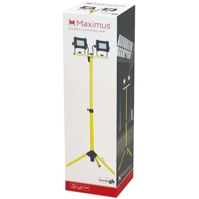 une boîte contenant un trépied jaune et une boîte noire et blanche contenant un trépied jaune