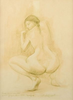 DROUIN Patrick (né en 1948) Nu accroupi