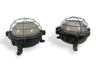 Paire de lampes industrielles appliques en aluminium, hublot…