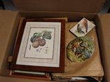 une photo d'une photo représentant un oiseau et une assiette dans une boîte