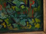 a painting of a bird sitting on a tree branch