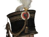 a mannequin dressed in a military uniform with feathers on it