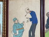 four framed pictures of a man in a blue uniform and a man in a blue uniform