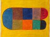 une image représentant un dessin de skateboard sur un fond jaune