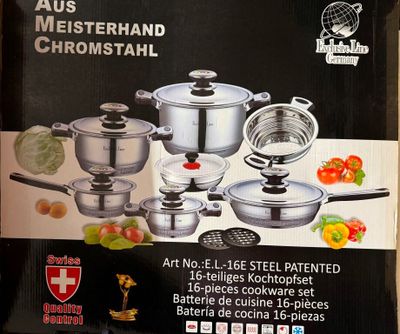 a box with a bunch of pots and pans on it