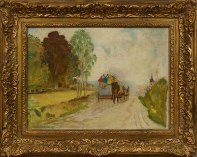 École française du XIXe siècle La Diligence à l'arrivée au v…