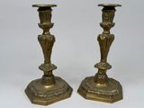 pair of antique brass candlesticks
