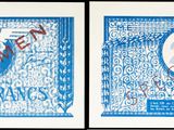 trois images différentes d'une illustration bleue et blanche représentant le chiffre vingt