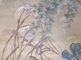 a painting of flowers and plants on a wall